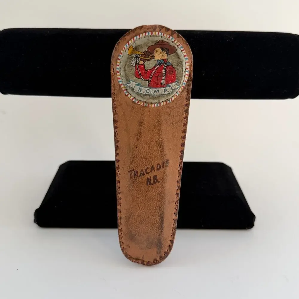 Vintage 50s RCMP Bottle Opener and Leather Sheath Royal Canadian Mounted Police